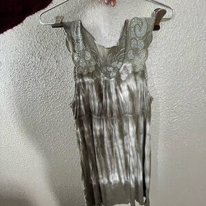 Chic Lace Trim Tie-Dye Women's Blouse